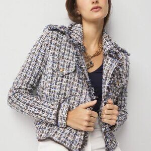 nwt WHITE HOUSE BLACK MARKET tweed sweater blazer jacket S L